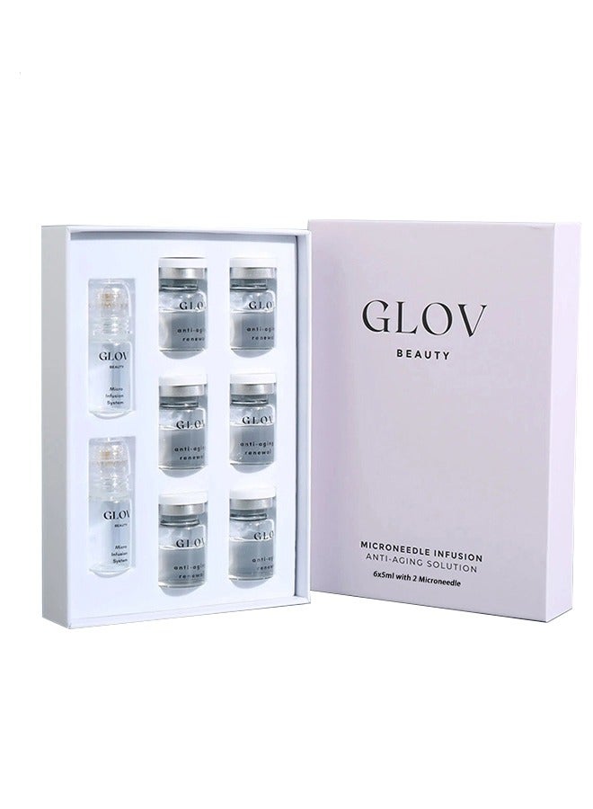 GLOV Beauty, Microneedle Infusion Anti Aging Solution, Micro Infusion System - 0.25mm 24k Gold Cosmetic Facial Stamp with Hyaluronic Acid & Peptide Serum Ampoules - At-Home Hydrating & Plumping Glow Kit for Face & Lips - Image 1